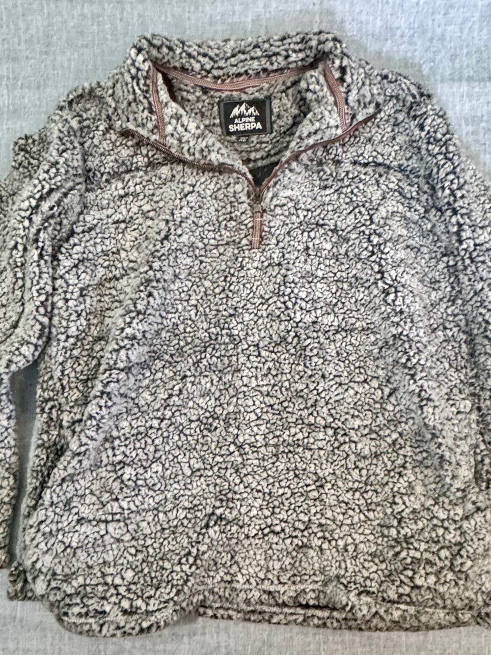 Alpine Sherpa Women's Gray Sherpa Half‑Zip Pullover